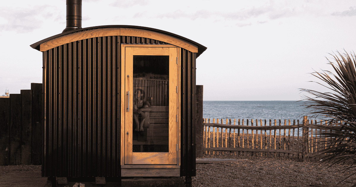 Sauna interior at Folkestone Harbour Arm with sea views